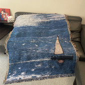 星辰大海风景针织线毯挂毯上墙装 饰毯沙发毯床上盖毯背景布盖巾