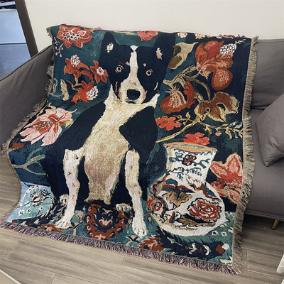 中古风艺术挂毯针织盖毯地毯棉