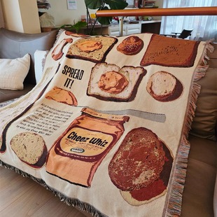 美式黄油面包线毯挂毯挂画挂布背景布高级感客厅沙发毯巾盖布盖毯