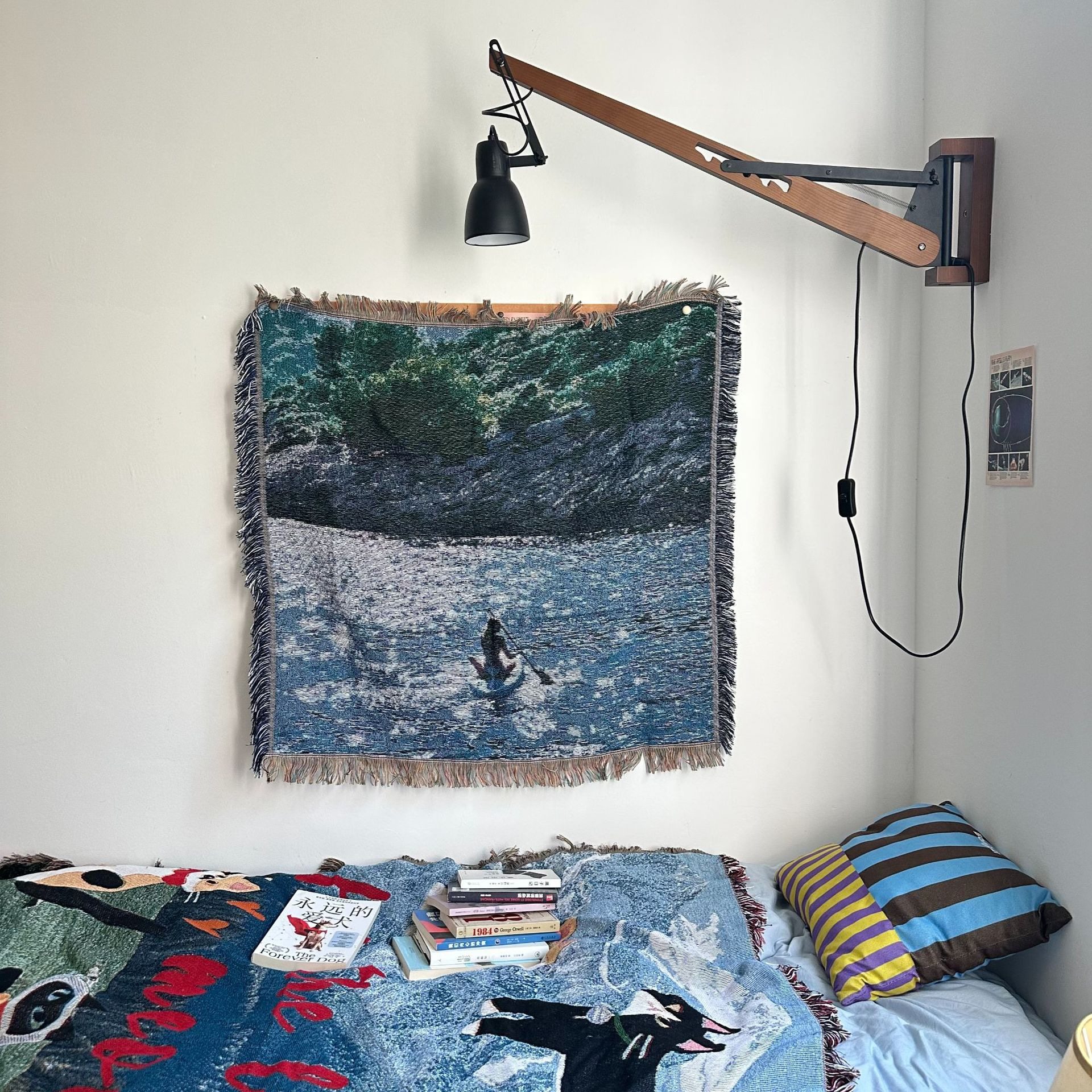 法式度假风格慵懒氛围感风景卧室寝室怀旧电影挂毯挂画韩式装饰毯