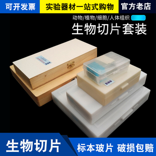 生物切片标显微镜标本实验玻片永久装片细胞载玻片25 50 91 100片