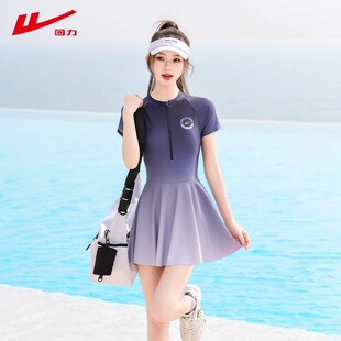 回力泳衣女2026新款 保守性感连体平角女士游泳馆专用遮肚显瘦泳装