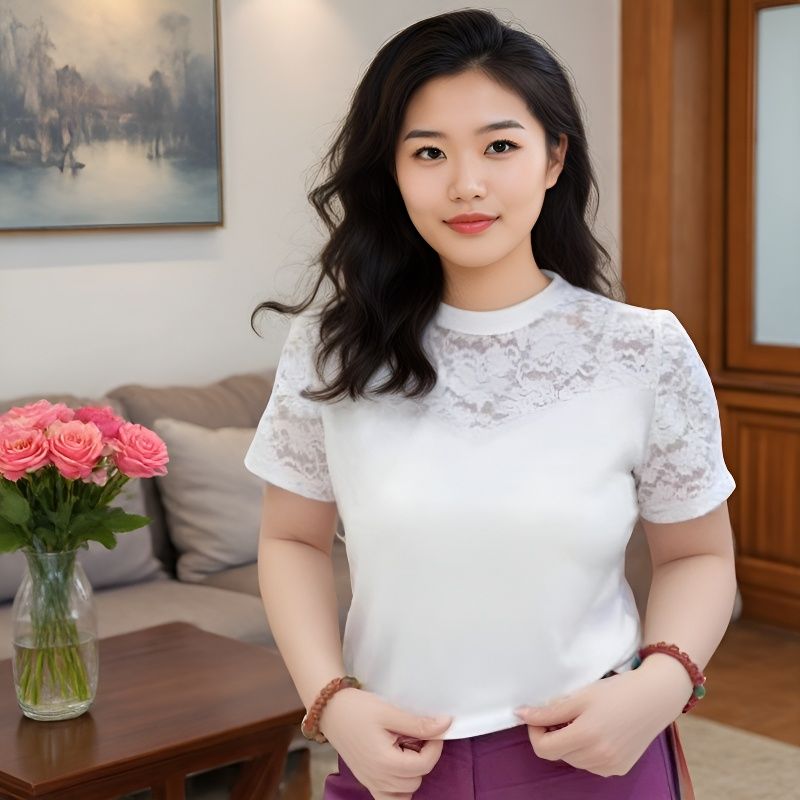 白色圆领百搭修身时尚上衣