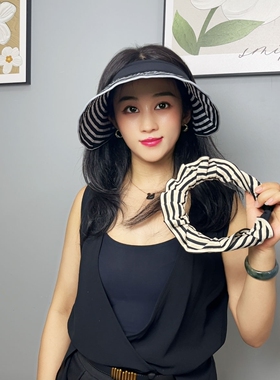 【发箍款】2025新款防晒帽子女夏遮阳空顶帽大帽檐显脸小太阳帽