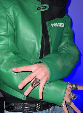 VTM美式重磅短款护具填充复古潮流机车夹克立体剪裁修身皮衣外套