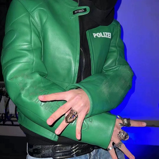 皮衣外套 护具填充复古潮流机车夹克立体剪裁修身 VTM美式 重磅短款