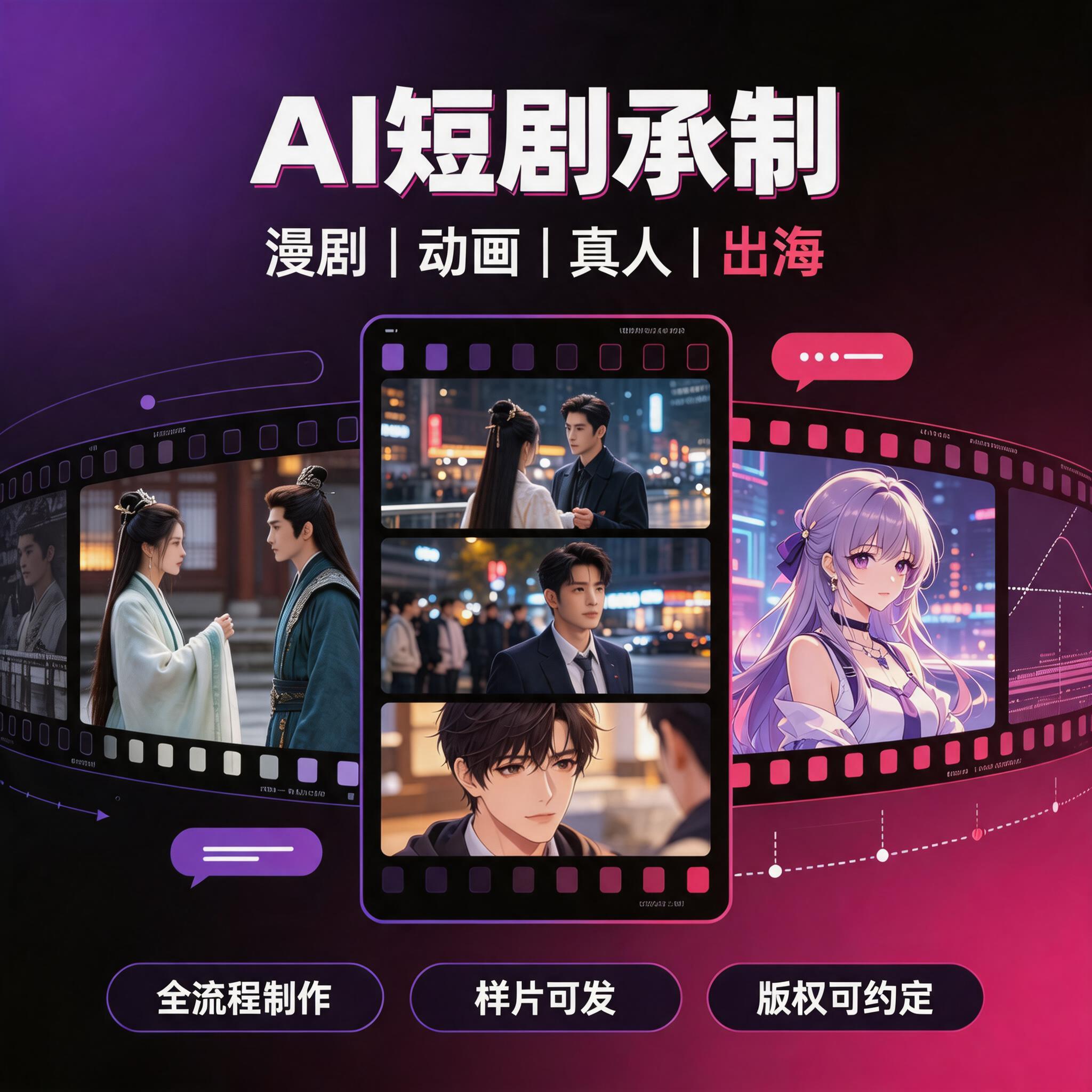 AI短剧承制漫剧动画真人出海定制图片