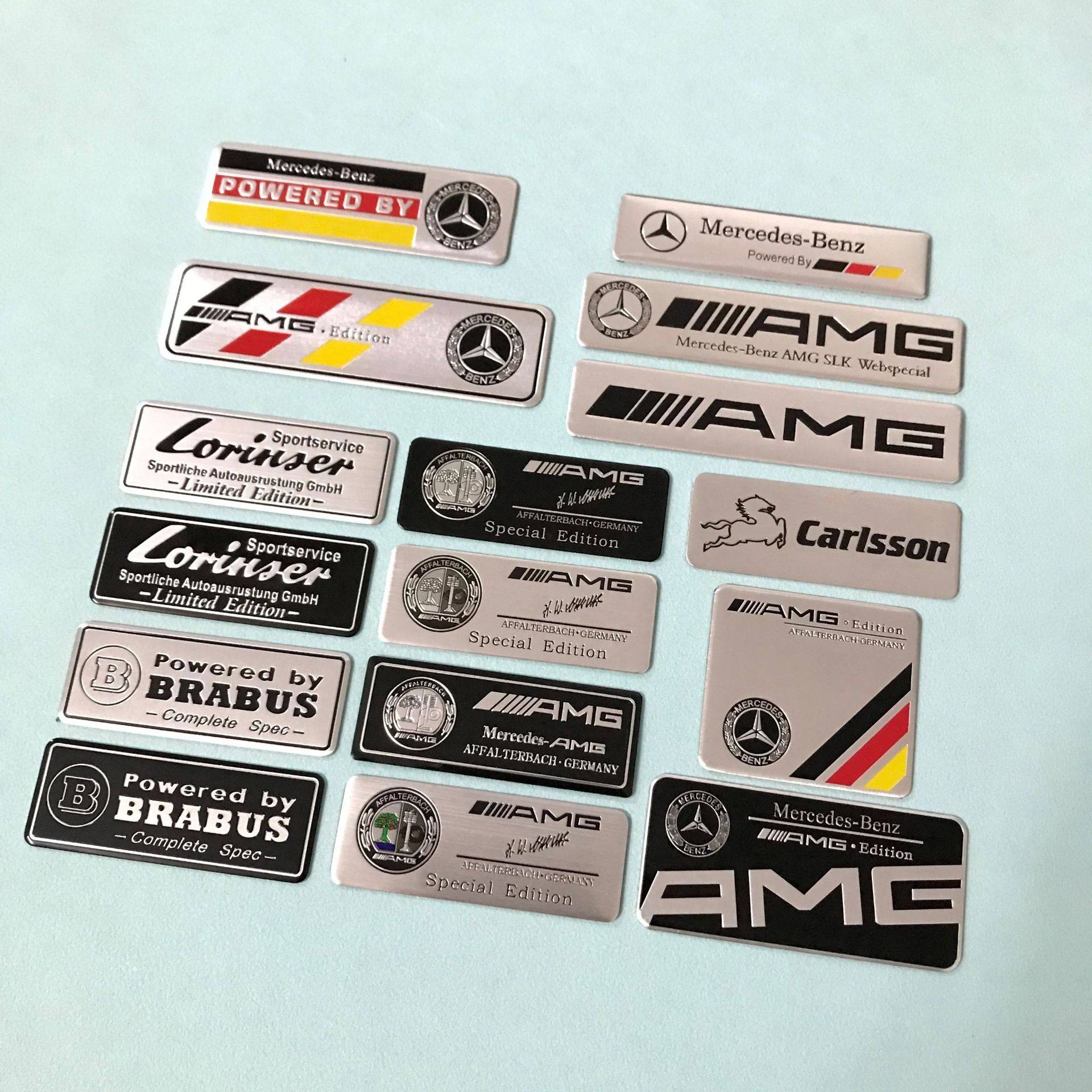 适用奔驰车贴C级E级GLC GLA GLB金属装饰贴AMG车标BRABUS铭牌铝标