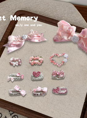 手工迷你碎发宠物bb夹蝴蝶结发夹小香风猫咪约克夏马尔济斯比熊