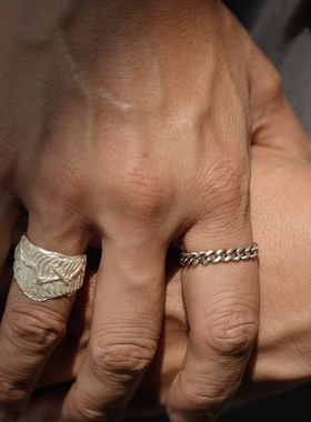 White Sands白沙.哑光纯银纹理宽型戒指