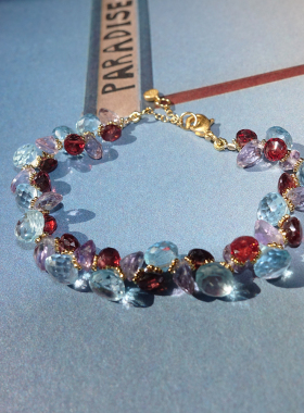 伊甸繁花.Paradise.一月.石榴石托帕紫晶手链 二月十一月生辰