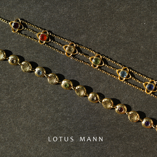 繁花.七脉.彩色宝石银镀金手链