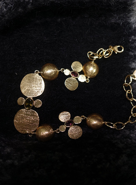 伊甸.四叶草.碧玺手工磨砂镀金工匠系列进口保色厚金手链