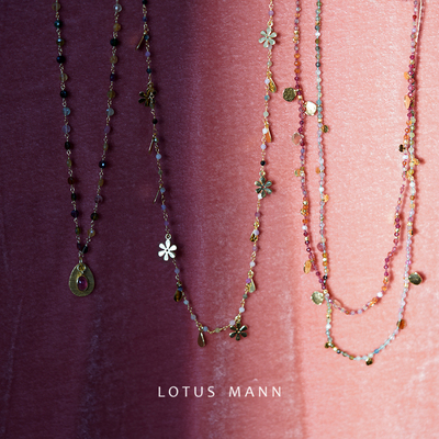 Pink Sunset.霞光粉系列锤纹项链 Lotus Mann