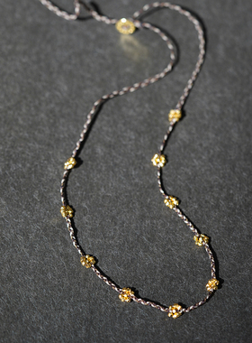 路塔斯曼 手打银珠小花编绳项链