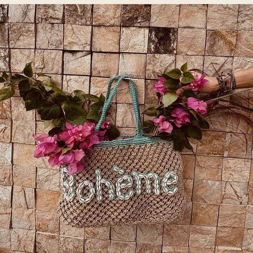 轻便自由.限量 Bohème 黄麻编织手提包
