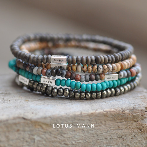 路塔斯曼小小系列算盘珠细弹力木纹石手链张峻豪天然男女士不掉色