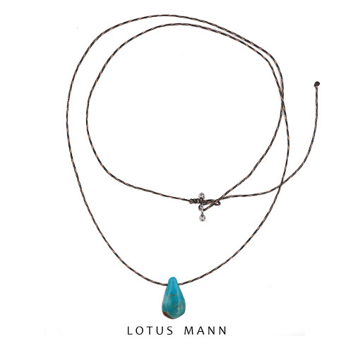 张子枫.油彩绿松石水滴闪绳编织项链两条一组lotus mann