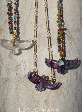 永生Phoniex宝石眼系列水晶编绳永生鸟项链