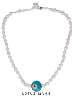 the Third Eye.限量奇趣之眼老琉璃珠与巴洛克水滴珍珠项链