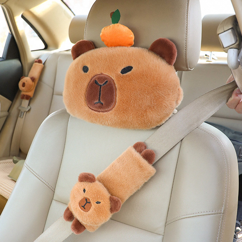 可爱水豚卡皮巴拉车枕护肩卡通豚鼠君汽车装饰护颈枕车用颈椎枕,汽车用品/电子/清洗/改装,头枕,淘宝优惠券,粉丝福利购,淘宝优惠卷