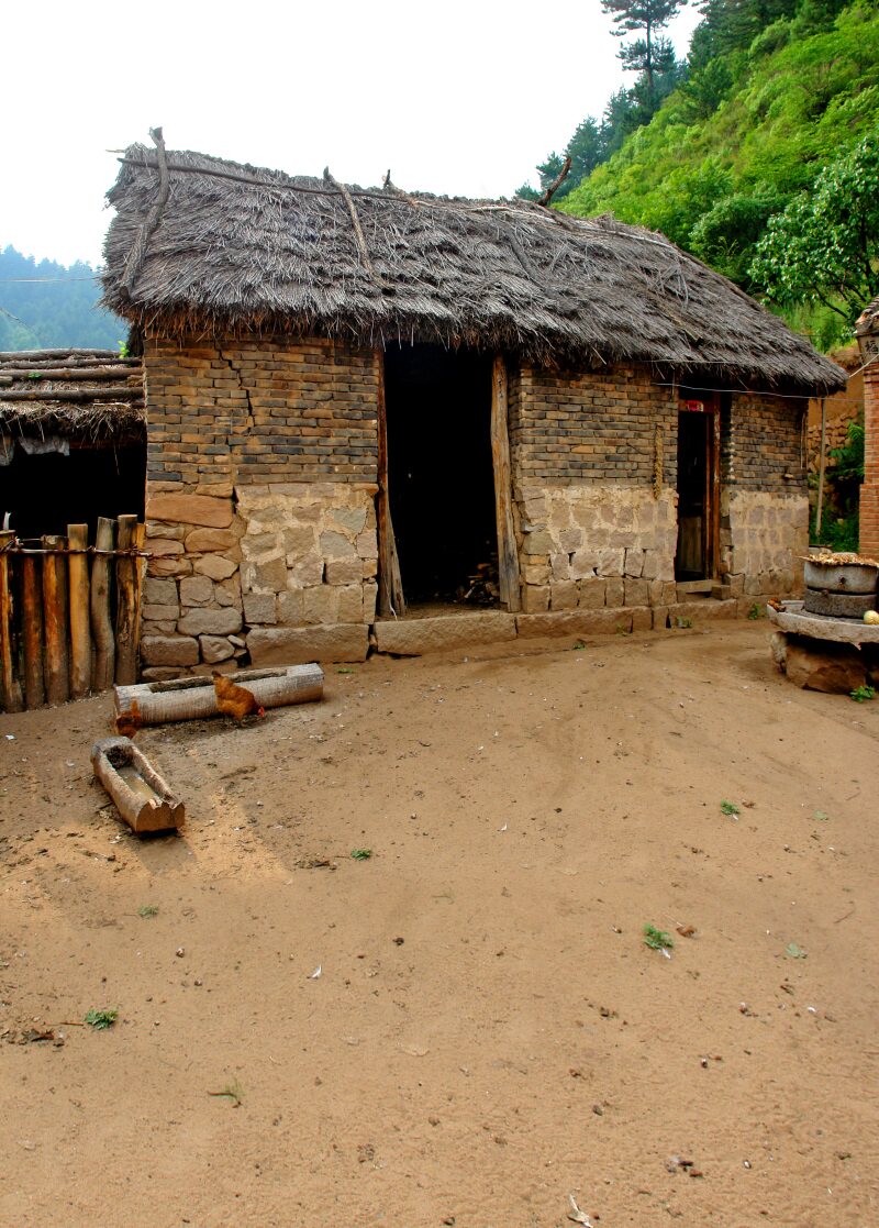 快手抖音主播直播拍段子视频背景布怀旧农村山区茅草屋3d挂布467