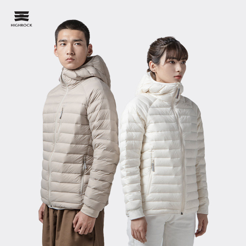 天石户外运动轻量鹅绒羽绒服男女士内胆连帽修身排骨服V187 V188