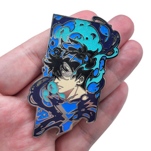动漫周协边我独自升级金属胸针 程肖宇闪粉珐琅徽章周边pins