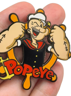 大力水手波派金属胸针 美国经典动画书包士气章波比徽章pin