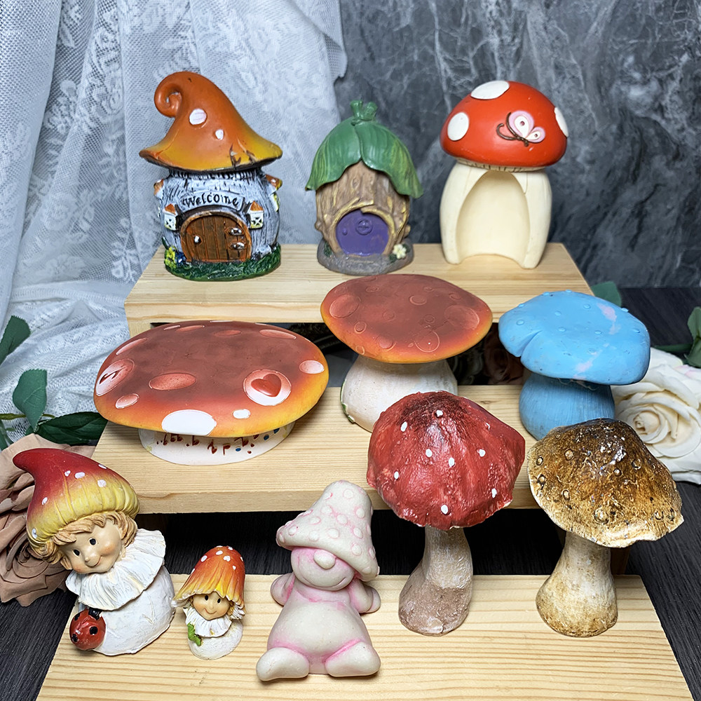 清欢滴胶 森系大小蘑菇娃娃树屋子手工diy摆台配件石膏硅胶翻模具