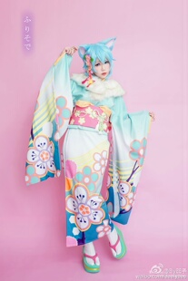 【翼方阁】定制!刀剑神域 亚丝娜/莉法/优纪/诗乃 振袖和服cos