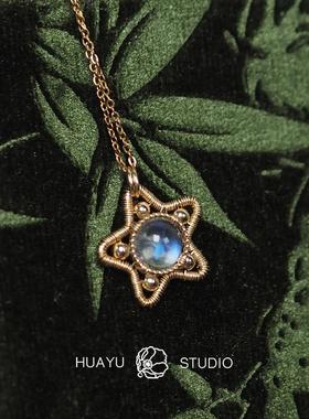 简约清新花屿天然月光石项链