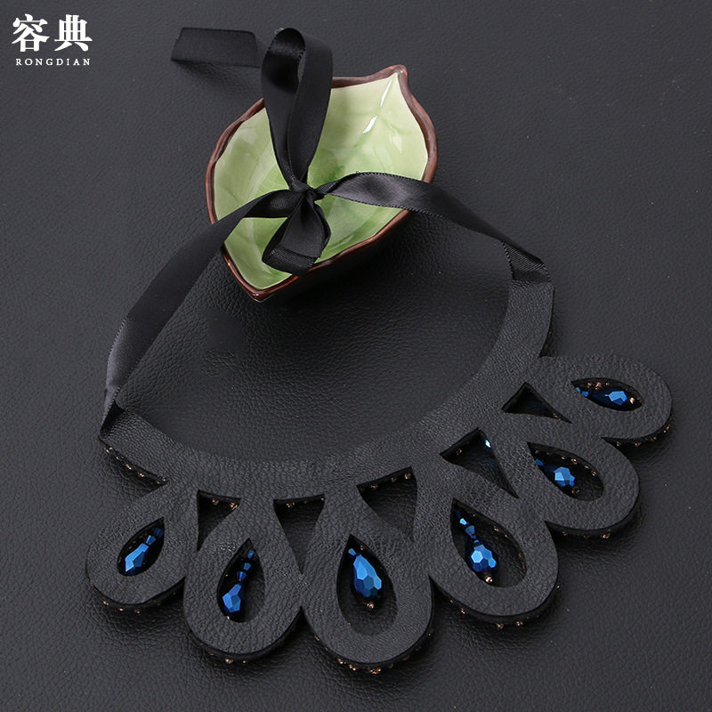 KOREAN VERSION OF SIX HOOPS HANGING CRYSTAL FALSE COLLAR RETRO COURT STYLE FASHION EXAGGERATED RHINESTONE STAGE STYLE FEMALE DECORATIVE NECKLACE