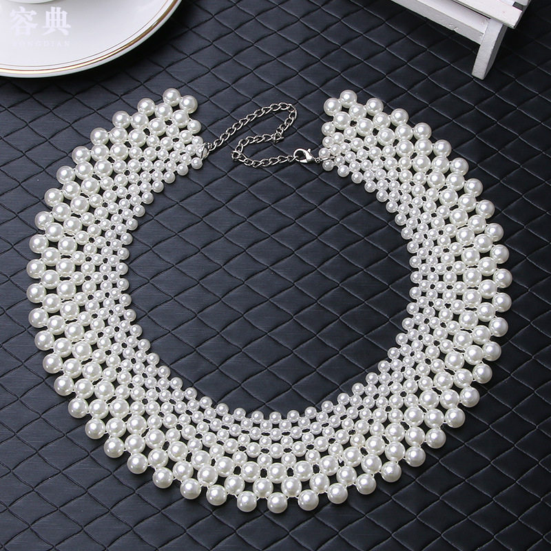 KOREAN FASHION VIVI MAGAZINE MODEL PEARL FAKE COLLAR MULTILAYER PEARL FAKE COLLAR NECKLACE JEWELRY ACCESSORIES B08