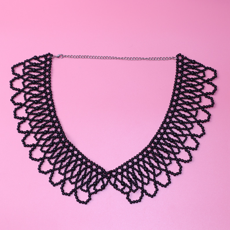 HOT SELLING NEW FANCY HOLLOW PEARL FALSE COLLAR PEARL NECKLACE SHORT CLAVICLE CHAIN HANDMADE BEADED NECKLACE B15