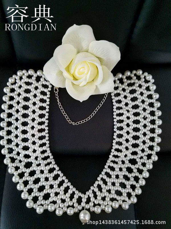 2019 HANDMADE KOREAN JEWELRY NECKLACE CLAVICLE CHAIN WOMENS FALSE COLLAR MULTI-LAYER PEARL COLLAR DECORATION B11