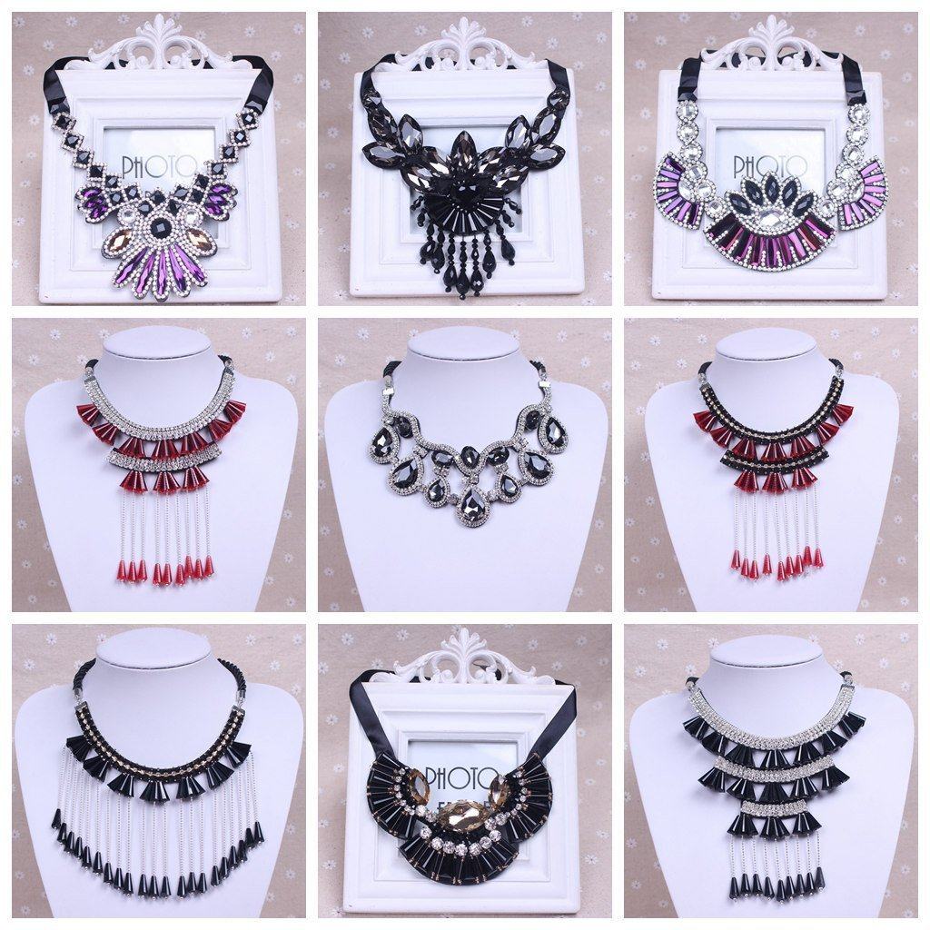 2019 CLOTHES ACCESSORIES FALSE COLLAR SHORT NECKLACE MINORITY RHINESTONE FLOWER GLASS DECORATION CLAVICLE SWEATER CHAIN