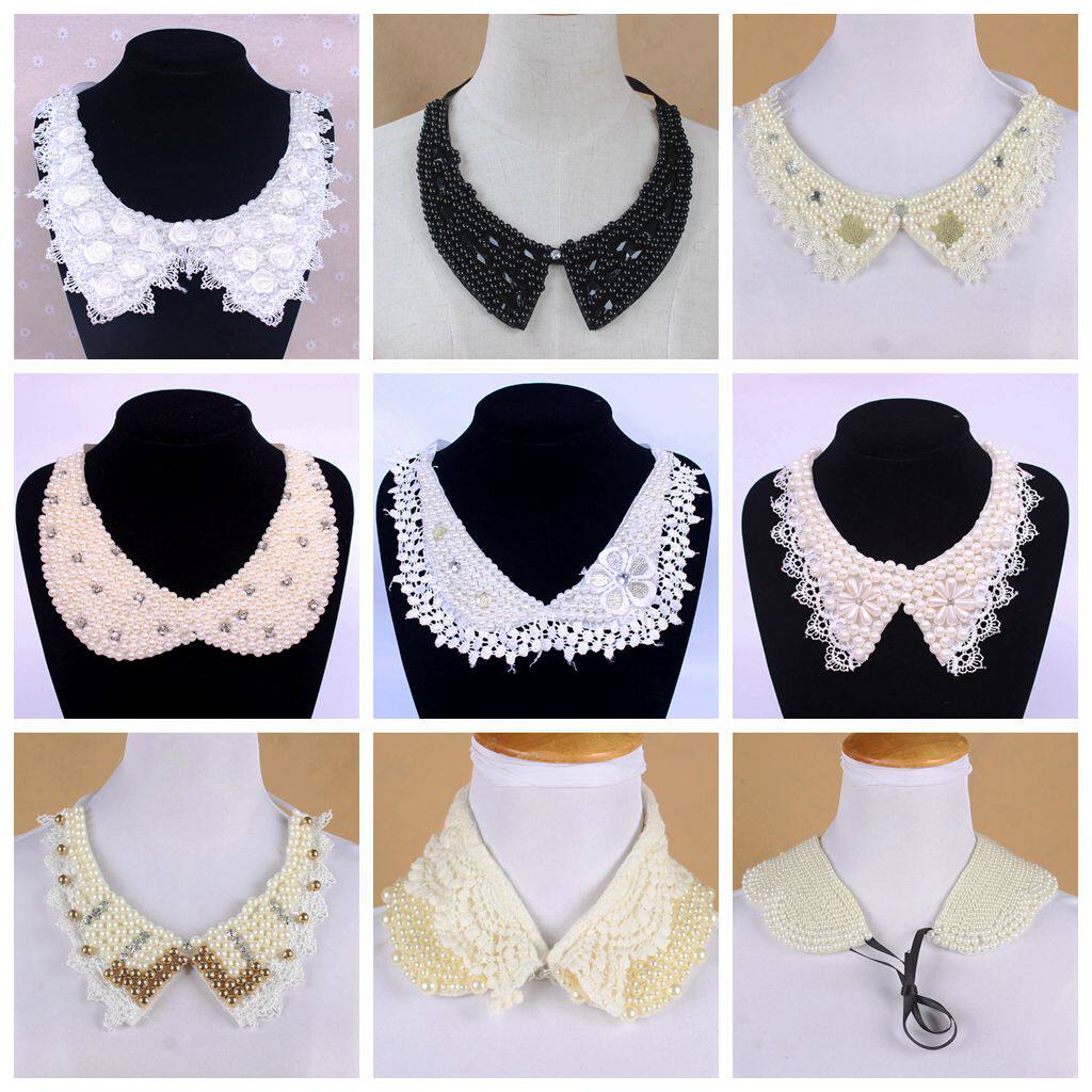 2019 KOREAN VERSION HANDMADE FAKE COLLAR INLAID RHINESTONE NECKLACE COLLAR PEARL DECORATION FAKE COLLAR CLOTHING ACCESSORIES
