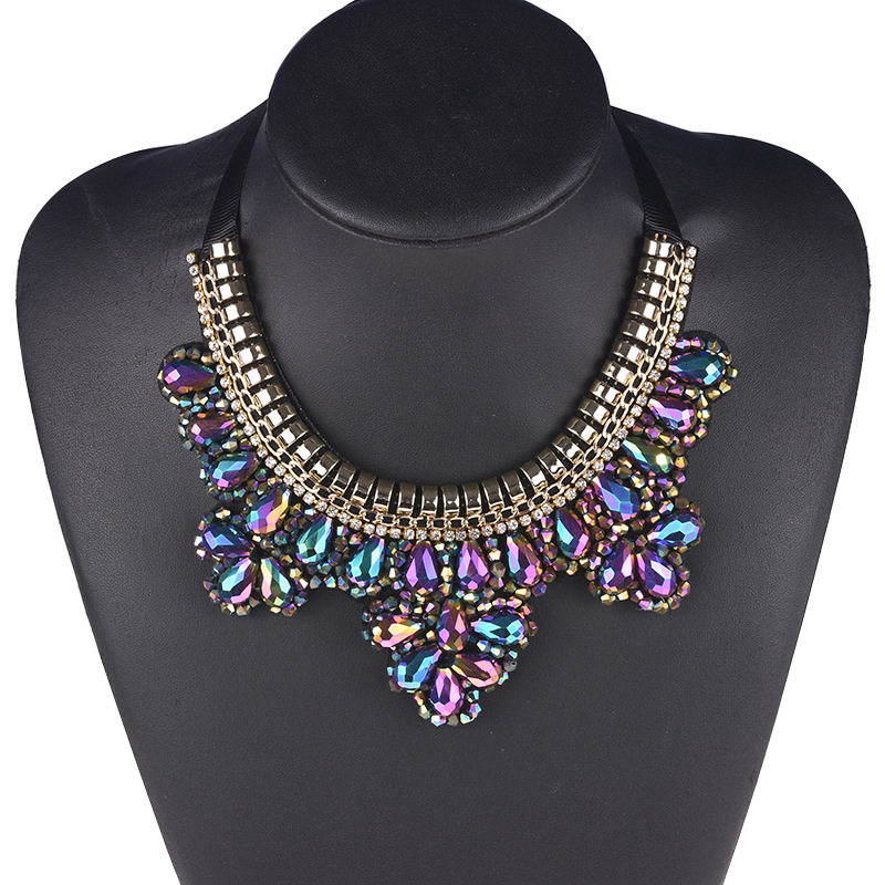 WISH POPULAR EUROPEAN AND AMERICAN FASHION CRYSTAL GEM FALSE COLLAR NECKLACE WOMENS CROSS-BORDER ACCESSORIES NEW DECORATIVE COLLAR