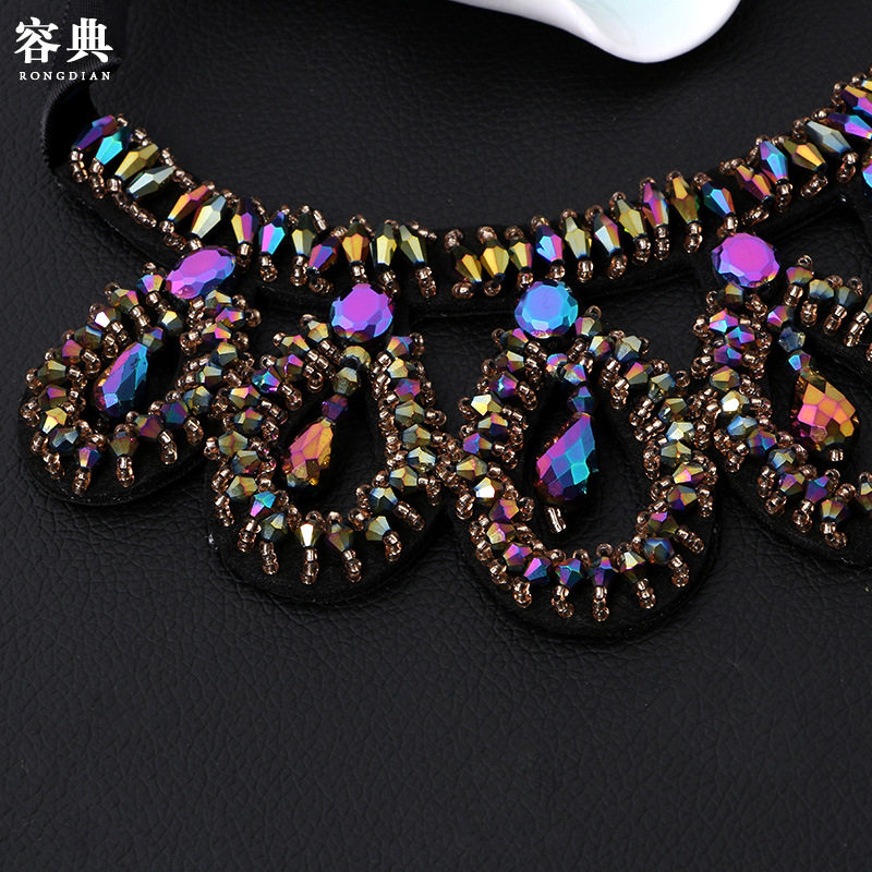 KOREAN VERSION OF SIX HOOPS HANGING CRYSTAL FALSE COLLAR RETRO COURT STYLE FASHION EXAGGERATED RHINESTONE STAGE STYLE FEMALE DECORATIVE NECKLACE