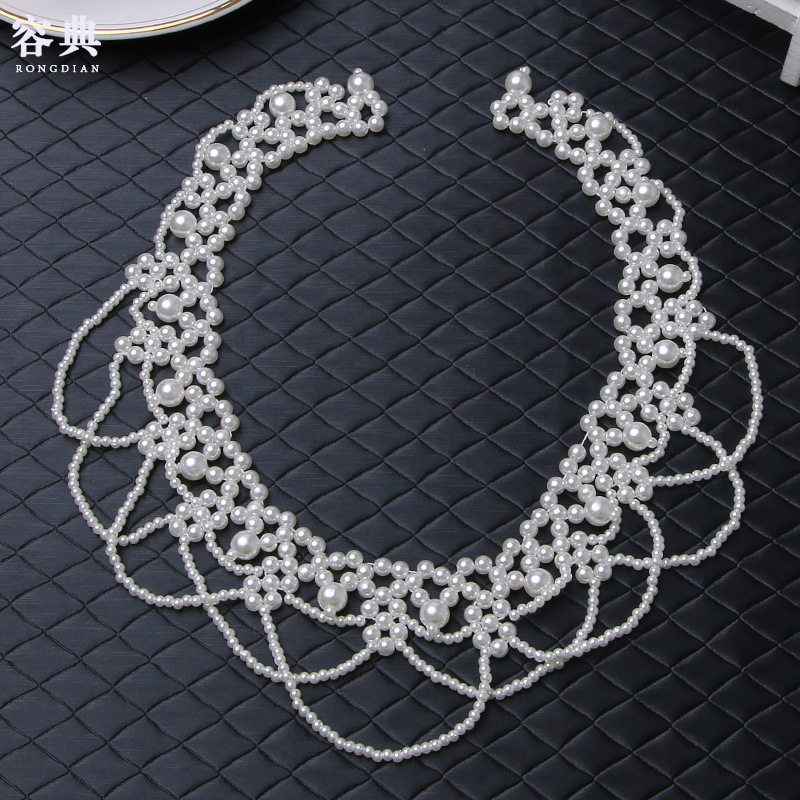 WOMENS MULTI-LAYERED PEARL FALSE COLLAR CELEBRITY KOREAN FAKE COLLAR HANGING PEARL NECKLACE NECKLACE NECKLACE