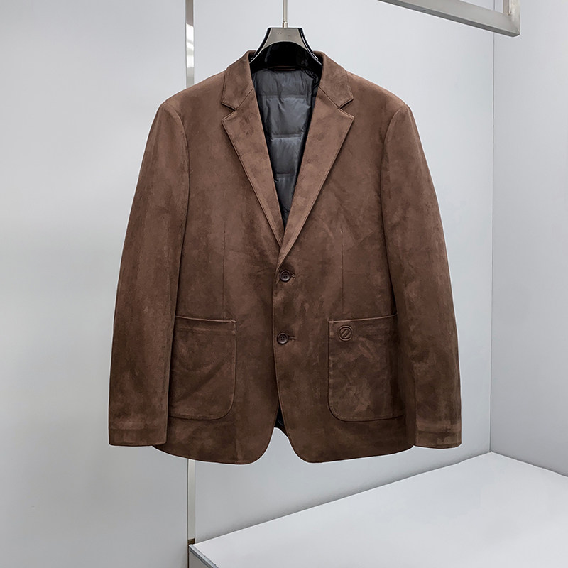 1538P36525冬新款90鹅绒鹿皮龙小西装羽绒服控558,男装西服套装,钱塘2019