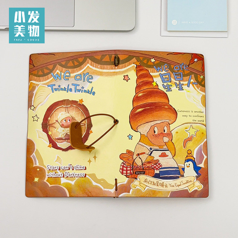 可爱牛角包星星人笔记本高颜值手账本卡通记事本学生牛皮纸TN本子,箱包皮具/热销女包/男包,牛角包,淘宝优惠券,粉丝福利购,淘宝优惠卷