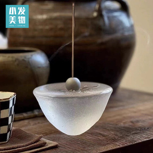 日本荒川尚也手作琉璃香插玻璃香立禅意茶道茶具配件香台摆件