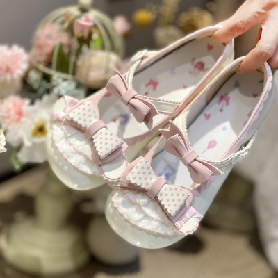 现货啵啵兔月姬兔MoonPrincess久久lolita原创洛丽塔女圆头低跟鞋