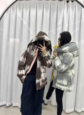 Awake GIRL美少女品牌羽绒服女短款连帽加厚白鸭绒运动个性外套