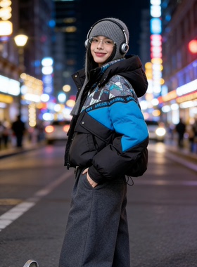 Awake girl美少女潮牌羽绒服女短款连帽加厚短款运动外套赠送服务