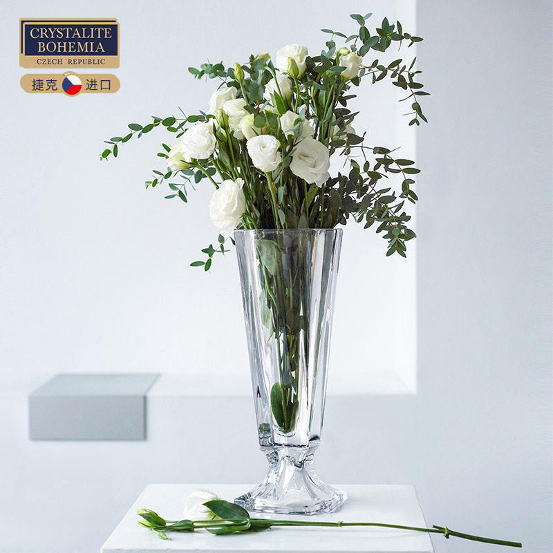 捷克进口BOHEMIA水晶玻璃高脚花瓶大都会插花器客厅落地大号瓶,家居饰品,花瓶,淘宝优惠券,粉丝福利购,淘宝优惠卷