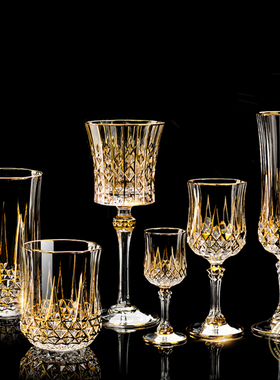 法国进口CDA 奢华描金红酒杯水晶杯威士忌杯高档酒店高脚杯啤酒杯