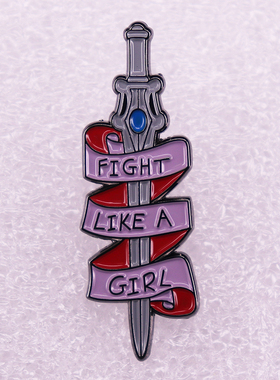 Fight like a girl Feminist Brooch Medallion pin